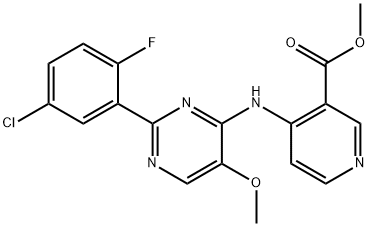 Methyl 4-{[2-(5-chloro-2-fluorophenyl)-5-methoxypyrimidin-4-yl]amino}nicotinate 结构式