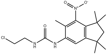 N-(2-Chloroethyl)-N'-(1,1,3,3,6-pentamethyl-7-nitro-2,3-dihydro-1H-inden-5-yl)urea Struktur