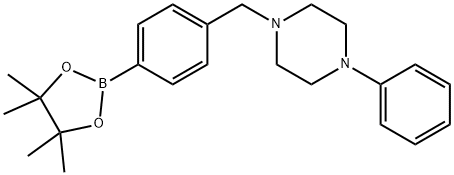 1-Phenyl-4-[4-(4,4,5,5-tetramethyl-[1,3,2]dioxaborolan-2-yl)-benzyl]-piperazine Structure