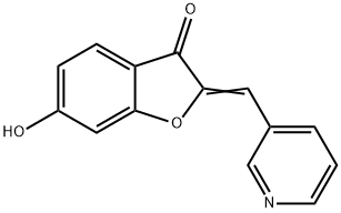 (2E)-6-ヒドロキシ-2-(ピリジン-3-イルメチレン)-1-ベンゾフラン-3(2H)-オン 化学構造式
