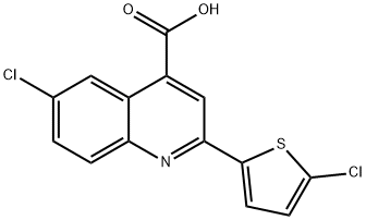 6-CHLORO-2-(5-CHLOROTHIEN-2-YL)QUINOLINE-4-CARBOXYLIC ACID 化学構造式