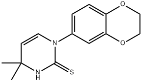 1-(2,3-dihydro-1,4-benzodioxin-6-yl)-4,4-dimethyl-1,4-dihydropyrimidine-2-thiol 化学構造式