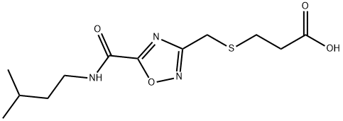 3-{[(5-{[(3-methylbutyl)amino]carbonyl}-1,2,4-oxadiazol-3-yl)methyl]thio}propanoic acid Struktur