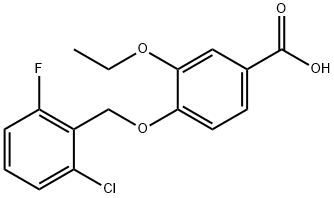 4-(2-氯-6-氟-苄基)氧基-3-乙氧基-苯甲酸, 938375-84-9, 结构式