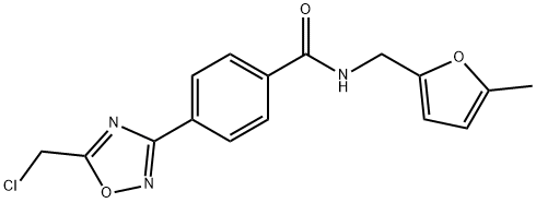4-[5-(chloromethyl)-1,2,4-oxadiazol-3-yl]-N-[(5-methyl-2-furyl)methyl]benzamide Struktur