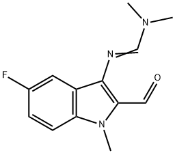 N'-(5-フルオロ-2-ホルミル-1-メチル-1H-インドール-3-イル)-N,N-ジメチルイミドホルムアミド 化学構造式