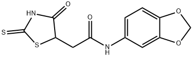 N-1,3-benzodioxol-5-yl-2-(2-mercapto-4-oxo-4,5-dihydro-1,3-thiazol-5-yl)acetamide Struktur