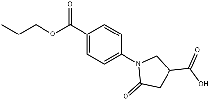 5-oxo-1-[4-(propoxycarbonyl)phenyl]pyrrolidine-3-carboxylic acid Struktur