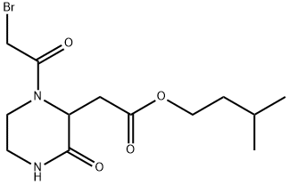 Isopentyl 2-[1-(2-bromoacetyl)-3-oxo-2-piperazinyl]acetate Structure