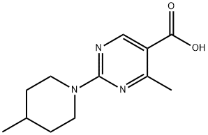 4-Methyl-2-(4-methyl-piperidin-1-yl)-pyrimidine-5-carboxylic acid 结构式