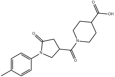 1-{[1-(4-甲基苯基)-5-氧代吡咯烷-3-基]羰基}哌啶-4-羧酸, 1010929-78-8, 结构式