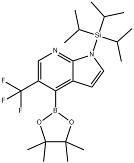 4-(4,4,5,5-Tetramethyl-1,3,2-dioxaborolan-2-yl)-5-(trifluoromethyl)-1-(triisopropylsilyl)-1H-pyrrolo 化学構造式