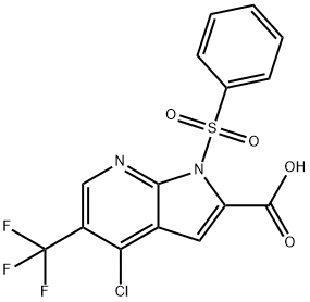 4-Chloro-1-(phenylsulfonyl)-5-(trifluoromethyl)-1H-pyrrolo[2,3-b]pyridine-2-carboxylic acid 结构式