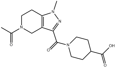 1-[(5-Acetyl-1-methyl-4,5,6,7-tetrahydro-1H-pyrazolo-[4,3-c]pyridin-3-yl)carbonyl]piperidine-4-ca Structure