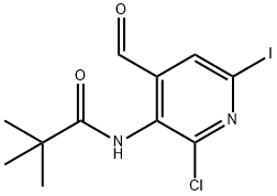 N-(2-氯-4-甲酰基-6-碘吡啶-3-基)新戊酰胺 结构式