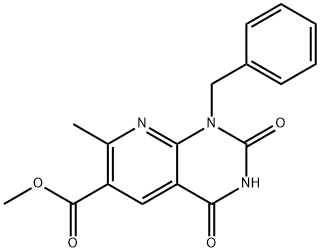 Methyl 1-benzyl-7-methyl-2,4-dioxo-1,2,3,4-tetrahydro-pyrido[2,3-d]pyrimidine-6-carboxylate 化学構造式