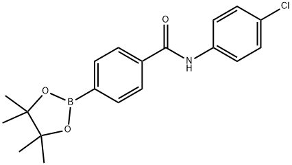 N-(4-Chloro-phenyl)-4-(4,4,5,5-tetramethyl-[1,3,2]dioxaborolan-2-yl)-benzamide 化学構造式