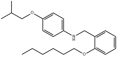 N-[2-(Hexyloxy)benzyl]-4-isobutoxyaniline 化学構造式