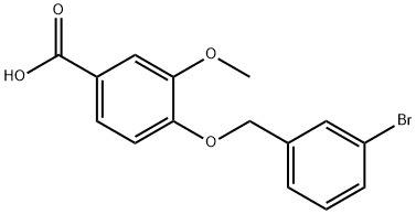 4-(3-溴苄基)氧基-3-甲氧基-苯甲酸, 1016873-65-6, 结构式