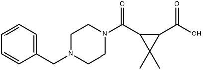 3-[(4-benzylpiperazin-1-yl)carbonyl]-2,2-dimethylcyclopropanecarboxylic acid Structure