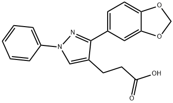 3-(3-(苯并[D][1,3]二氧戊环-5-基)-1-苯基-1H-吡唑-4-基)丙酸,1171384-62-5,结构式