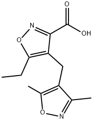 4-[(3,5-dimethylisoxazol-4-yl)methyl]-5-ethylisoxazole-3-carboxylic acid Struktur