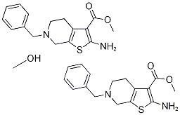 methyl 2-amino-6-benzyl-4,5,6,7-tetrahydrothieno[2,3-c]pyridine-3-carboxylate - methanol (2:1) Struktur