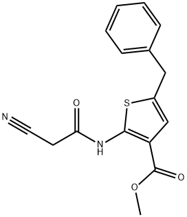 2-(2-氰基乙酰基氨基)-5-(苯基甲基)噻吩-3-甲酸甲酯,515872-97-6,结构式