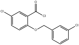 5-chloro-2-[(3-chlorobenzyl)oxy]benzoyl chloride 化学構造式