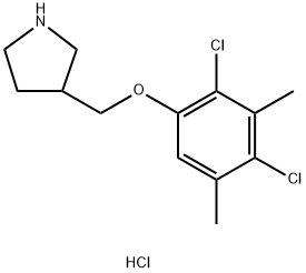 3-[(2,4-Dichloro-3,5-dimethylphenoxy)methyl]-pyrrolidine hydrochloride,1220032-40-5,结构式