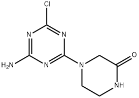 4-(4-Amino-6-chloro-1,3,5-triazin-2-yl)-2-piperazinone 结构式
