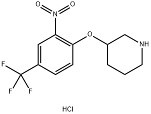 3-[2-Nitro-4-(trifluoromethyl)phenoxy]piperidinehydrochloride,1219957-04-6,结构式