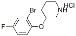 3-(2-Bromo-4-fluorophenoxy)piperidinehydrochloride,,结构式
