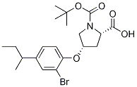 (2S,4S)-4-[2-Bromo-4-(sec-butyl)phenoxy]-1-(tert-butoxycarbonyl)-2-pyrrolidinecarboxylic acid 化学構造式