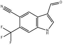 3-甲酰基-6-(三氟甲基)-1H-吲哚-5-甲腈, 1186404-95-4, 结构式