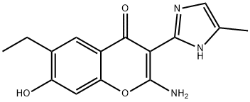 2-Amino-6-ethyl-7-hydroxy-3-(4-methyl-1H-imidazol-2-yl)-4H-chromen-4-one Struktur