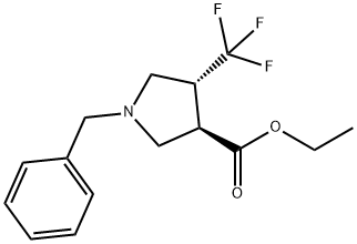 Ethyl (3R,4R)-1-benzyl-4-(trifluoromethyl)-tetrahydro-1H-pyrrole-3-carboxylate Struktur