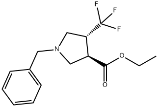 Ethyl (3R,4R)-1-benzyl-4-(trifluoromethyl)-tetrahydro-1H-pyrrole-3-carboxylate Structure