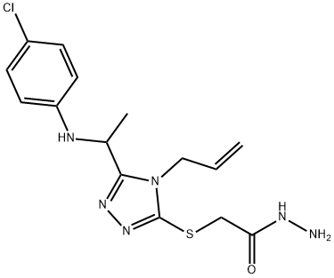 2-[(4-烯丙基-5-{1-[(4-氯苯基)氨基]乙基}-4H-1,2,4-三唑-3-基)硫代]乙酰肼 结构式
