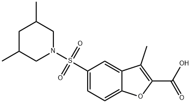 5-[(3,5-二甲基哌啶-1-基)磺酰基]-3-甲基-1-苯并呋喃-2-羧酸, 898208-96-3, 结构式