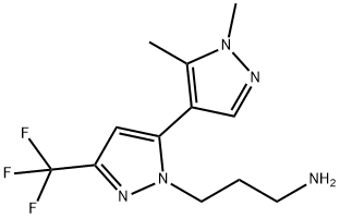 {3-[1',5'-ジメチル-5-(トリフルオロメチル)-1'H,2H-3,4'-ビピラゾール-2-イル]プロピル}アミン 化学構造式