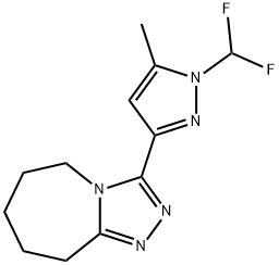 3-[1-(Difluoromethyl)-5-methyl-1H-pyrazol-3-yl]-6,7,8,9-tetrahydro-5H-[1,2,4]triazolo[4,3-a]azepi Struktur