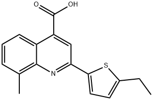 2-(5-エチルチエン-2-イル)-8-メチルキノリン-4-カルボン酸 化学構造式