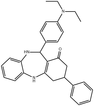 11-[4-(diethylamino)phenyl]-3-phenyl-2,3,4,5,10,11-hexahydro-1H-dibenzo[b,e][1,4]diazepin-1-one Structure