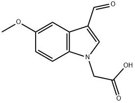 (3-ホルミル-5-メトキシ-1H-インドール-1-イル)酢酸 化学構造式