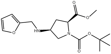 1-tert-butyl 2-methyl (2S,4S)-4-[(2-furylmethyl)amino]pyrrolidine-1,2-dicarboxylate 结构式