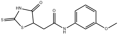 2-(2-mercapto-4-oxo-4,5-dihydro-1,3-thiazol-5-yl)-N-(3-methoxyphenyl)acetamide 化学構造式