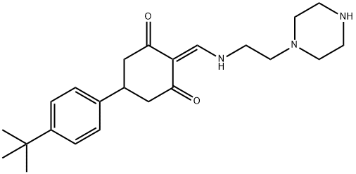 5-(4-tert-butylphenyl)-2-[(2-piperazin-1-ylethylamino)methylidene]cyclohexane-1,3-dione Structure