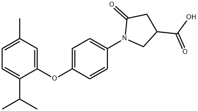 1-[4-(2-イソプロピル-5-メチルフェノキシ)フェニル]-5-オキソピロリジン-3-カルボン酸 化学構造式