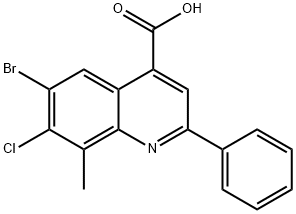 6-bromo-7-chloro-8-methyl-2-phenylquinoline-4-carboxylic acid 化学構造式